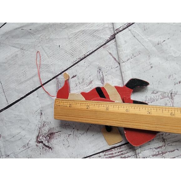 Vintage Wooden Christmas Ornament Santa Making List Moveable Arms - Picture 3 of 6